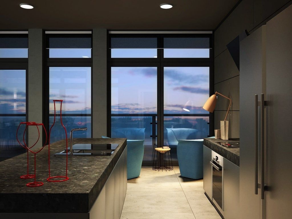 кухня з панорамним вікном - ідеї з фото