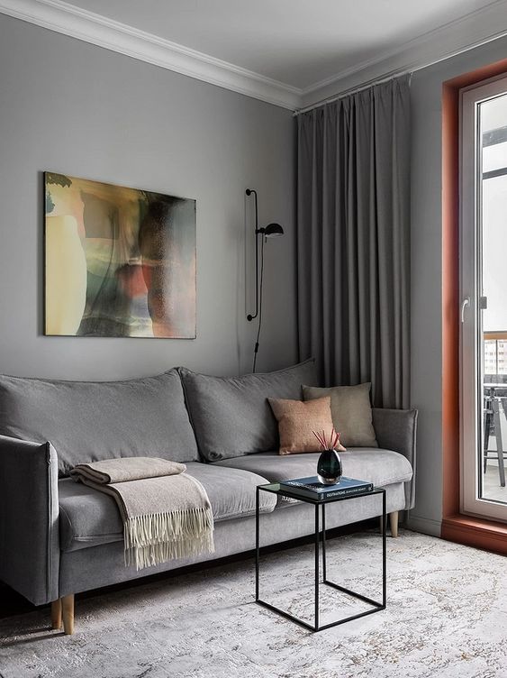 серый цвет в интерьере квартиры - фото