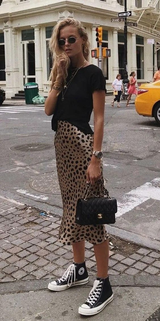 Леопардовая юбка прямого кроя